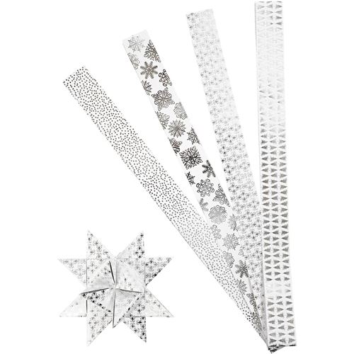 Vivi Gade bandes de papier tressé Metallic100 cm argent 40 pièces