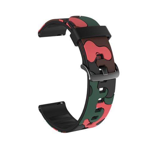 GENERIQUE - Bracelet de montre - 20 mm - Silicone - Rouge - Camouflage - Image 2