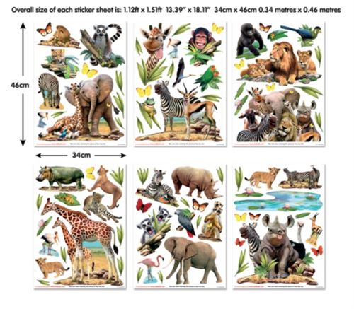 82 Stickers le monde de la jungle Safari