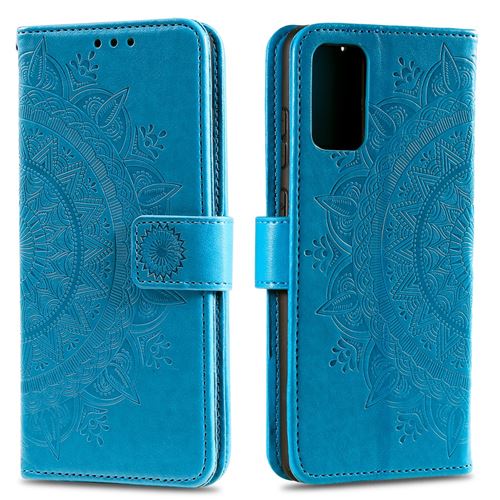 Etui en PU empreinte fleur bleu pour votre Xiaomi Mi 10 Lite 5G/Mi 10 Youth 5G