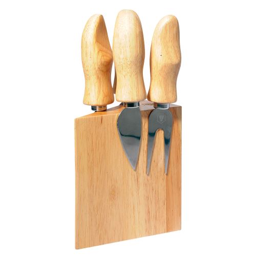 Set à fromage de 4 couteaux sur bloc en bois