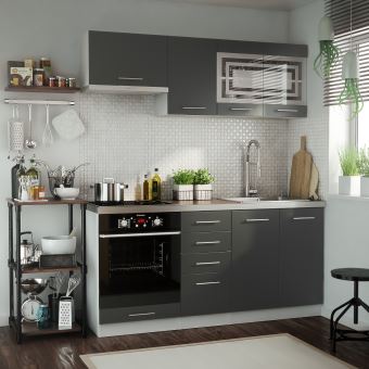Cuisine Gris Mat Giovanna 6 Elements 1m80 Dusine Achat Prix Fnac