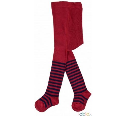 IOBIO - Collants bébé en coton bio - Rayé Rouge-Bleu - Taille - 9-12 mois (74-80cm)