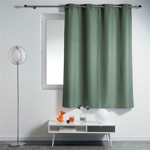 Rideau a oeillets metal 140 x 180 cm polyester uni essentiel Kaki