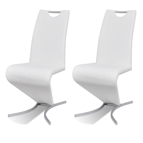 vidaXL Chaise de salle à manger 2pcs Forme d'H Cuir synthétique Blanc