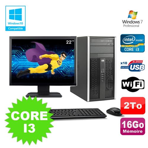 Pc tour hp pro 6200 core i3 3.1ghz 16go 2000go graveur wifi w7 ecran 22' État correct - Hewlett-Packard reconditionné disponible sur Fnac