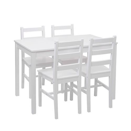 Ensemble de salle à manger MENDLER HWC-F77 bois massif 110 cm blanc