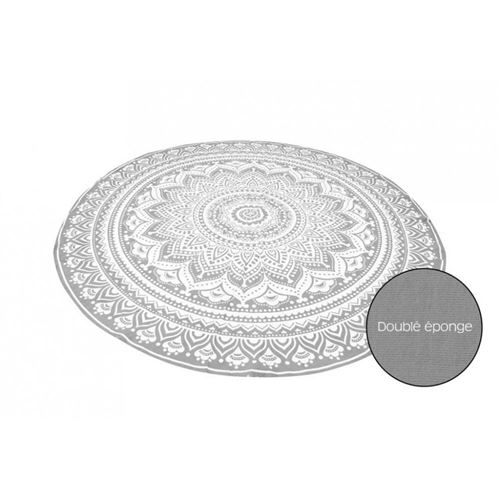 SOLEIL D'OCRE Fouta ronde Mumbai - Coton doublé éponge - ~180 cm - Gris