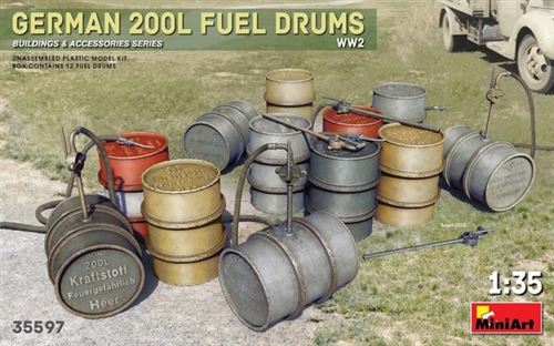 German 200l Fuel Drum Set Ww2 - 1:35e - Miniart