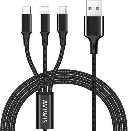 Câble 3 en 1 USB / micro USB / USB type C / Lightning. 1,2m. Noir - Câbles  USB - Achat & prix
