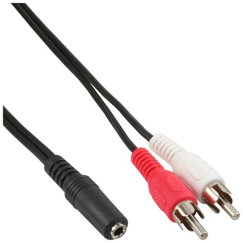 Câble Cinch/jack, InLine®, 2x Cinch mâle à 3,5mm jack fem. 1m