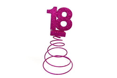 Lot de 10 Centres de table pour anniversaire 18 ans - Fuschia pailletée