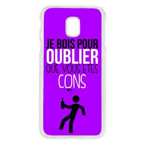 Coque je bois pour oublier que vous etes con 7 compatible galaxy j3 2017 transparent