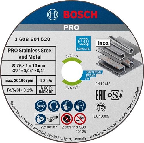 Pack De 5 Disques à Tronçonner Expert pour Inox 76Mm - Bosch - 2608601520