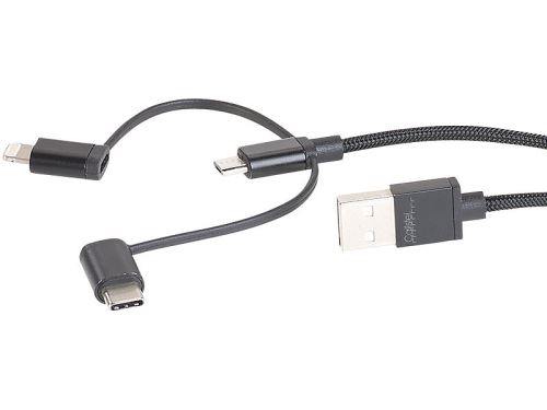 Câble 3 en 1 USB vers Micro-USB / USB C / Lightning