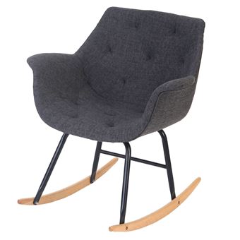 Malmö T820 schommelstoel, relaxfauteuil ~ textiel, grijs - 1