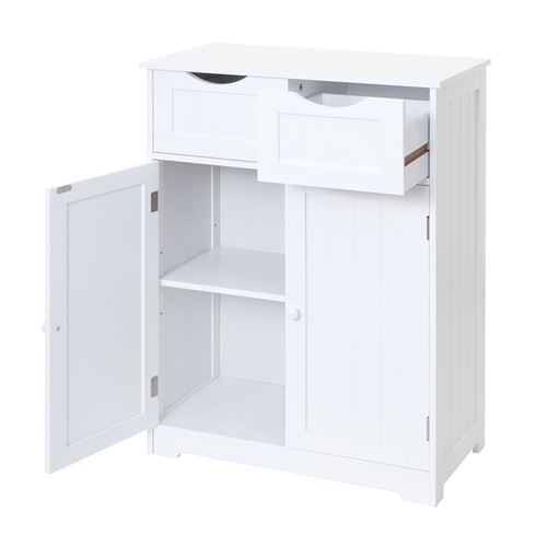 Commode MENDLER HWC-B65, 2 tiroirs, 2 portes, 82x60x30cm, blanc