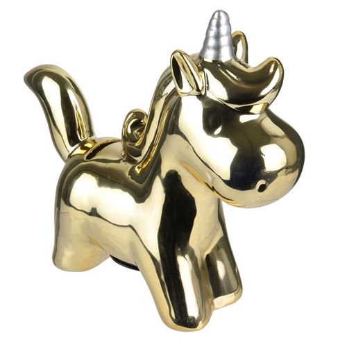 The Home Deco Factory Or - Tirelire Enfant Licorne - Doré - Licorne