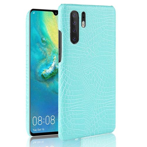 Etui en PU crocodile cyan pour votre Huawei P30 Pro