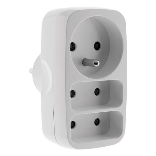 ZENITECH Triplite fa&ccedil;ade 1 prise 16A et 2 prises 6A blanc