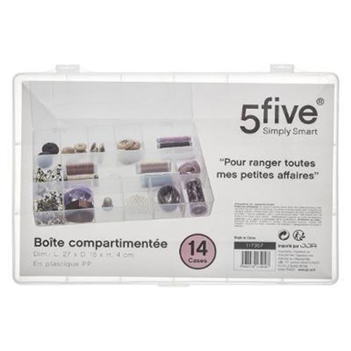 2€ sur FIVE Simply Smart - Boîte de Rangement Compartimenté 27cm  Transparent - Achat & prix