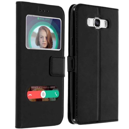 Etui double fenêtre pour Samsung Galaxy J7 2017 (J730) - Noir