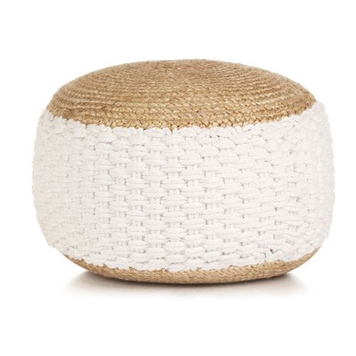 vidaXL Poef geweven/gebreid 50x35 cm jute katoen wit