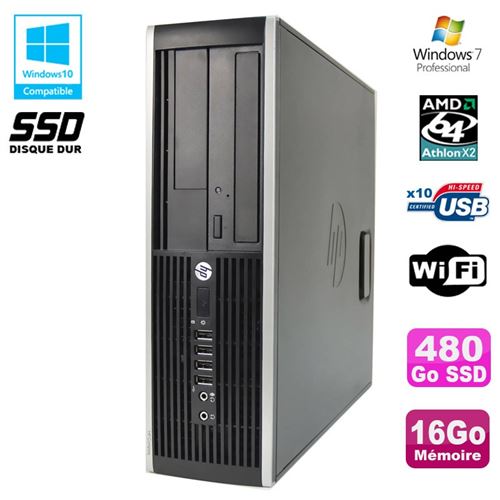 Pc hp compaq 6005 pro sff amd 3ghz 16go ddr3 480go ssd graveur wifi win 7 pro