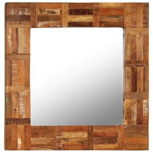 Miroir Mural Miroirs en verre + bois massif Miroir Décoration pour Salon miroir Salle de Bains Wodden miroirs 60 x 60 cm