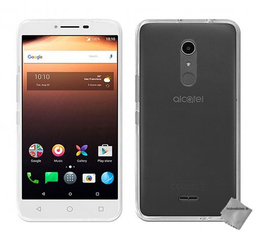 Housse etui coque pochette silicone gel fine pour Alcatel A3 XL avec verre trempe - BLANC TRANSPARENT