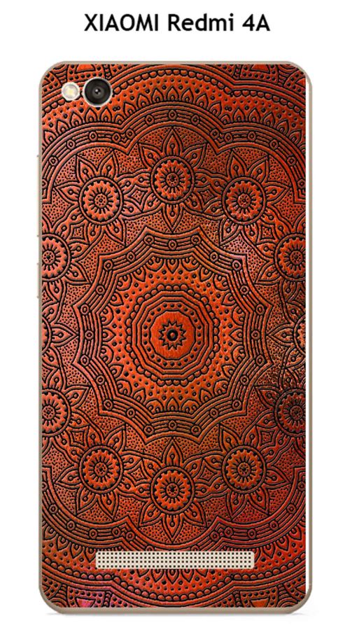 Coque XIAOMI Redmi 4A design Mandala rosace Orange & Noir