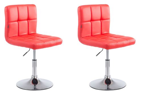 Lot de 2 chaises lounge Palma V2 en similicuir - Piètement en métal chromé - Siège Rouge