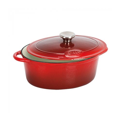 Sitram SITRASLOW - Casserole avec couverture - 27 x 21 cm - 4 L - ovale - rouge avec intérieur blanc