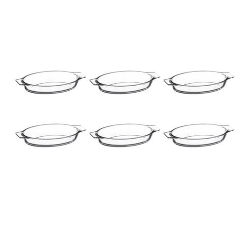 Lot de 6 Mini Plats en Verre Ovale 20cm Transparent