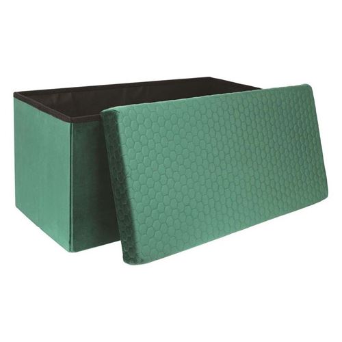 The Home Deco Factory - Banc coffre pliable en velours motif nid d'abeille