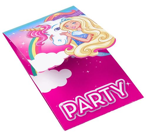 BARBIE invitations Dreamtopiafilles 14 cm rose 8 pièces