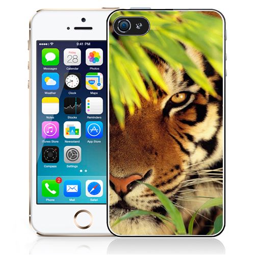 Coque pour iPhone 5C tigre feuilles