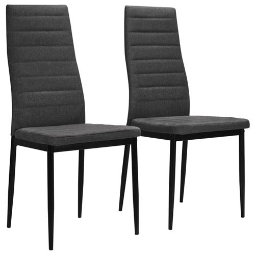 vidaXL Chaise de salle à manger 2 pcs Tissu Gris foncé