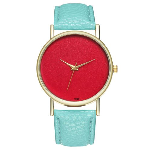Véritable plaque rouge bracelet en cuir montre minimaliste dames montres pour hommes montre tendance tendance montre à quartz T228-AMenthe verte