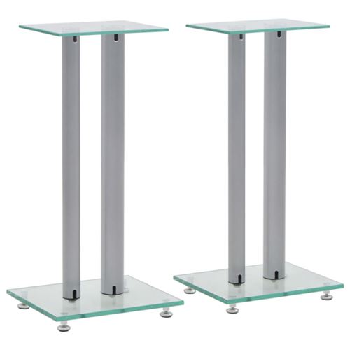 VidaXL lot de 2 supports d'enceintes verre trempé/argent - Image 4