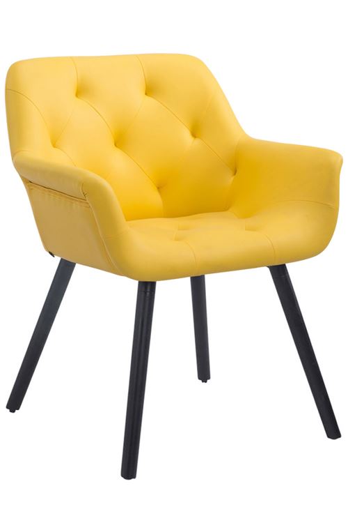 Chaise de visiteur Cassidy similicuir , Jaune/Bois de chêne Noir