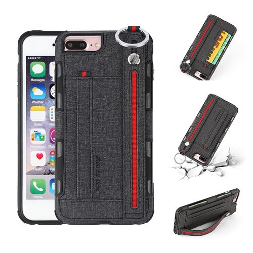 Coque en TPU hybride enduit tissu shouhushen noir pour votre Apple iPhone 8 Plus/7 Plus/6s Plus/6 Plus