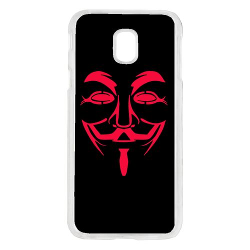 Coque Anonymous Noir Et Rouge Compatible Galaxy J5 2017 Transparent