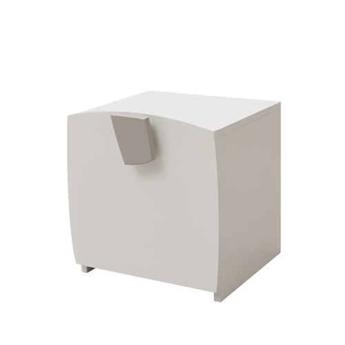 FREEZY Table de chevet enfant 1 Porte - Mdf - Blanc/Gris - L38,5 x P35 x H37,3 cm