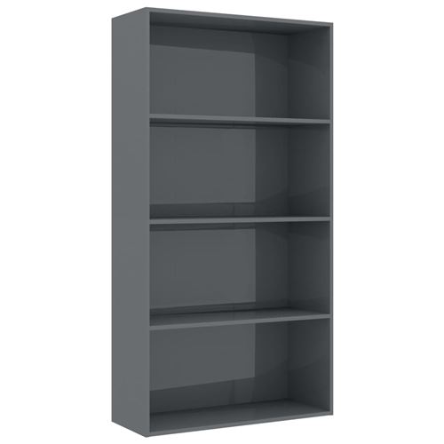 vidaXL Bibliothèque à 4 niveaux Gris brillant 80x30x151,5 cm Aggloméré