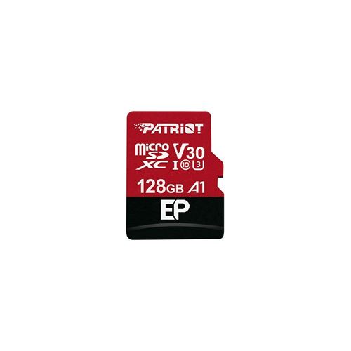 Patriot EP Series - Carte mémoire flash (adaptateur microSDXC vers SD inclus(e)) - 128 Go - A1 / Video Class V30 / UHS-I U3 / Class10 - microSDXC UHS-I