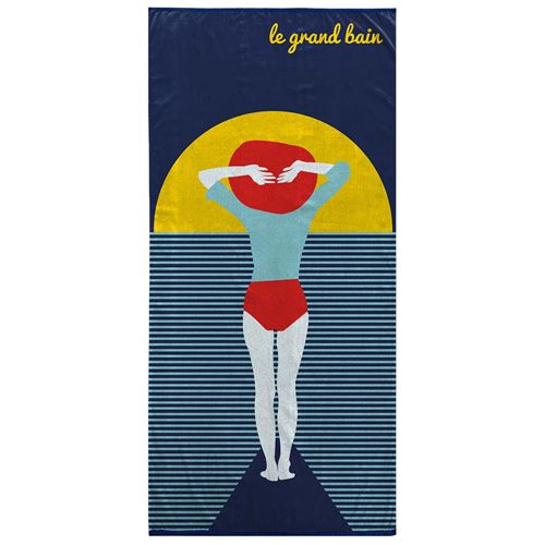 serviette de plage 70 x 150 cm eponge velours imprime sunset