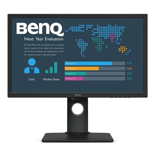 BenQ BL2483T - BL Series - LED-monitor - 24 - 1920 x 1080 Full HD (1080p) - TN - 250 cd/m² - 1000:1 - 1 ms - HDMI, DVI-D, VGA - zwart