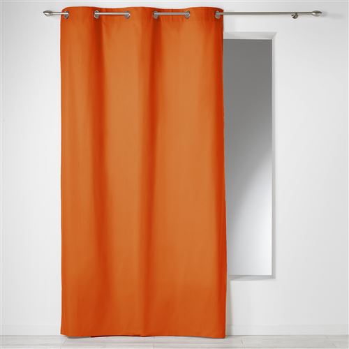 Rideau a oeillets 140 x 280 cm coton uni panama Brique