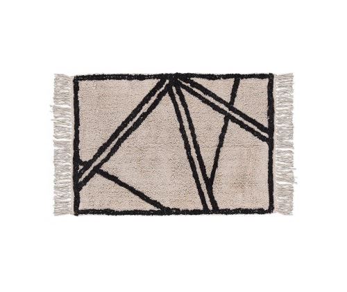 Tapis Style Berbère 100% Coton Noir et Blanc Crème - 90*60cm